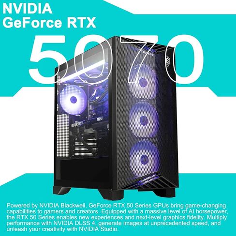 msi Aegis Z2 Gaming Desktop AMD 8-core Ryzen 7 7700 32GB DDR5 2TB SSD GeForce RTX 5070 DLSS4 (Up to 988 AI Tops) 750W 80+ Gold PSU ARGB Fan CPU Air Cooling Wi-Fi6E Win11 ICP Hub in Kuwait
