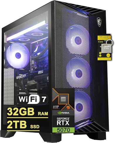msi Aegis Z2 Gaming Desktop AMD 8-core Ryzen 7 7700 32GB DDR5 2TB SSD GeForce RTX 5070 DLSS4 (Up to 988 AI Tops) 750W 80+ Gold PSU ARGB Fan CPU Air Cooling Wi-Fi6E Win11 ICP Hub in Kuwait