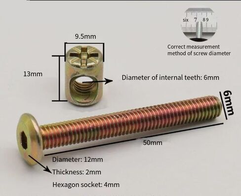 10 مساءً من أجهزة الأثاث العالية والمنخفضة للأثاث السرير المسمار صوب ثقب (M6*70mm) in Kuwait