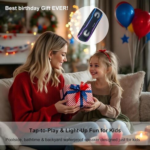 30W Portable Bluetooth Speaker, Tap-to-Play Drum Beats, IPX7 Waterproof, 24H Playtime, LED Lights, TWS Pairing, Wireless Outdoor Speaker for Pool, Beach, Travel, Blue in Kuwait