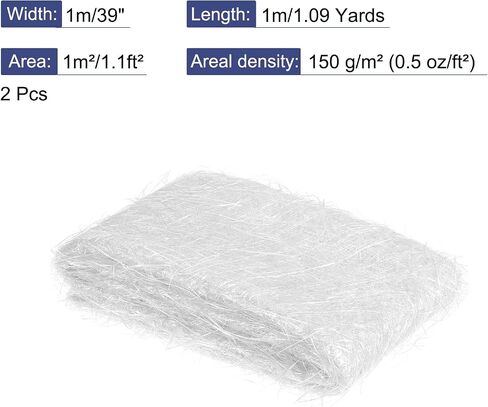 meccanixity 2 pcs mat fiberglass ، 0.5 أوقية الألياف الزجاجية المفروم حصيرة صلبة 1x1m (39 '' in Saudi Arabia