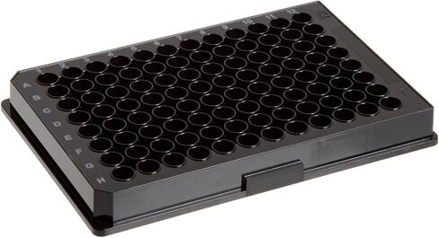 BrandTech 781687 Polystyrene F-Bottom 384 Well S Brandplates Microplate, Sterile and Non-Treated, 120 microliter Well Capacity, Black (Pack of 50) in Saudi Arabia