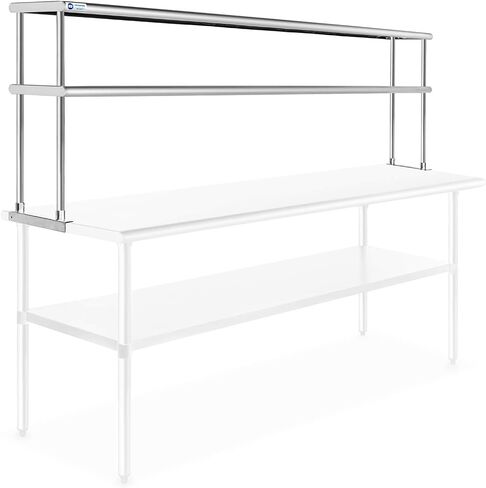 GRIDMANN NSF Stainless Steel Commercial 2 Tier Double Overshelf 72 in. x 12 in. for Kitchen Prep & Work Table in Saudi Arabia