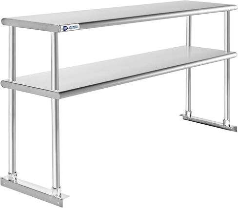 GRIDMANN NSF Stainless Steel Commercial 2 Tier Double Overshelf 72 in. x 12 in. for Kitchen Prep & Work Table in Saudi Arabia