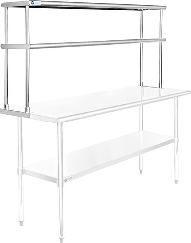 GRIDMANN NSF Stainless Steel Commercial 2 Tier Double Overshelf 72 in. x 12 in. for Kitchen Prep & Work Table in Saudi Arabia
