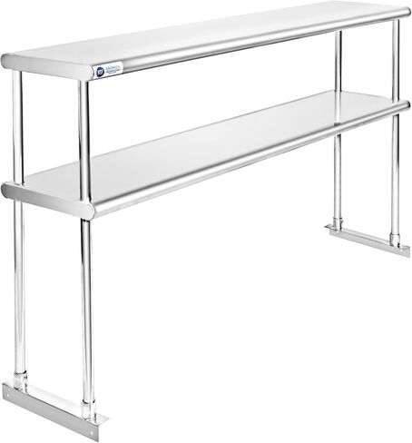 GRIDMANN NSF Stainless Steel Commercial 2 Tier Double Overshelf 72 in. x 12 in. for Kitchen Prep & Work Table in Saudi Arabia