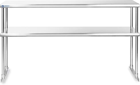 GRIDMANN NSF Stainless Steel Commercial 2 Tier Double Overshelf 72 in. x 12 in. for Kitchen Prep & Work Table in Saudi Arabia
