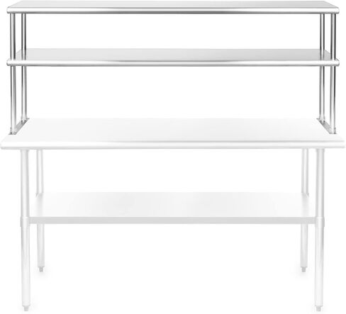 GRIDMANN NSF Stainless Steel Commercial 2 Tier Double Overshelf 72 in. x 12 in. for Kitchen Prep & Work Table in Saudi Arabia