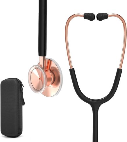 Rose Gold Stethoscope, Gift for Nurses, Doctors & Medical Students, Dual Head for Home Health Use with Accessories Name Tag (Without EVA Case, Pearl White) in Saudi Arabia