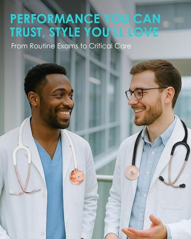 Rose Gold Stethoscope, Gift for Nurses, Doctors & Medical Students, Dual Head for Home Health Use with Accessories Name Tag (Without EVA Case, Pearl White) in Saudi Arabia