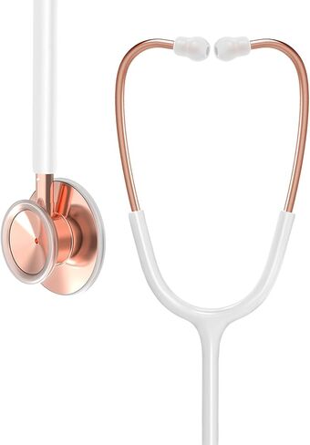 Rose Gold Stethoscope, Gift for Nurses, Doctors & Medical Students, Dual Head for Home Health Use with Accessories Name Tag (Without EVA Case, Pearl White) in Saudi Arabia
