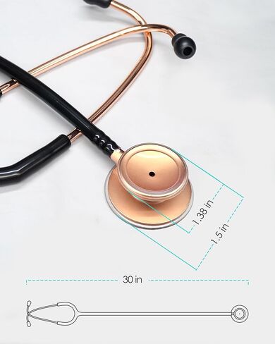 سماعة الذهب الوردي ، هدية للممرضات والأطباء وطلاب الطب ، رئيس مزدوج للاستخدام الصحي المنزلي مع علامة اسم الملحقات (بدون حالة إيفا ، بيرل وايت) in Saudi Arabia