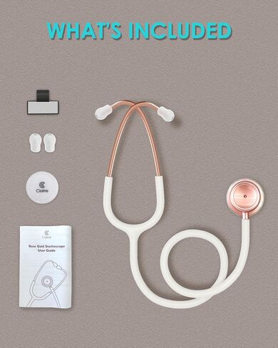 Rose Gold Stethoscope, Gift for Nurses, Doctors & Medical Students, Dual Head for Home Health Use with Accessories Name Tag (Without EVA Case, Pearl White) in Saudi Arabia
