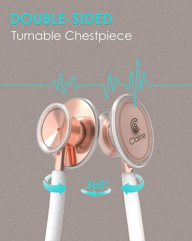 Rose Gold Stethoscope, Gift for Nurses, Doctors & Medical Students, Dual Head for Home Health Use with Accessories Name Tag (Without EVA Case, Pearl White) in Saudi Arabia