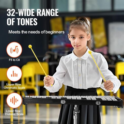 HappyBuy Professional 32 Note Glockenspiel Xylophone Kit مع الملحقات in Saudi Arabia