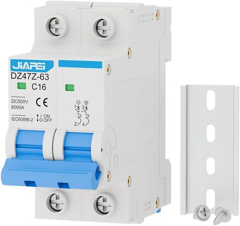 DC Miniature Circuit Breaker, 500V 2 Pole 25 Amp Isolator for Solar PV System, Thermal Magnetic Trip DIN Rail Mount, C25 DC Disconnect Switch in Kuwait