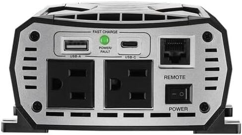 Power Inverter 400 Continuous/ 800 Peak Watts 90 Percent Efficiency 2 Grounded AC Outlets LED Volt And Watt Meter Remote On/Off Capable in Saudi Arabia