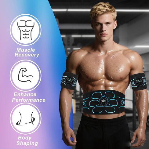 AB Stimulator, AB stimulator Muscle Toner, ABS Stimulator Abdominal, for Abdomen, Arms, Legs. Fitness Belt KLT-07 Blue in Saudi Arabia