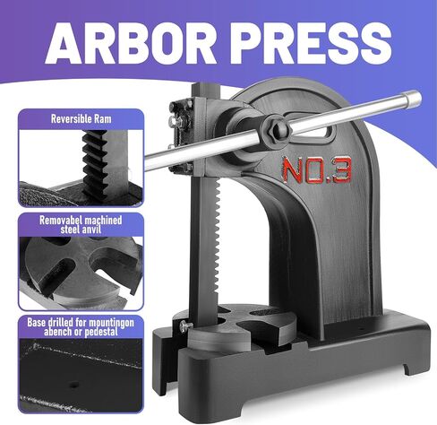 Manual Arbor Press, 2 Ton Manual Arbor Press, 8.5" Maximum Height, 57 lbs Weight Cast Iron Heavy-duty Manual Desktop Arbor Press, Precision Hand Press for Stamping, Bending, Stretching, (Blue) in Saudi Arabia
