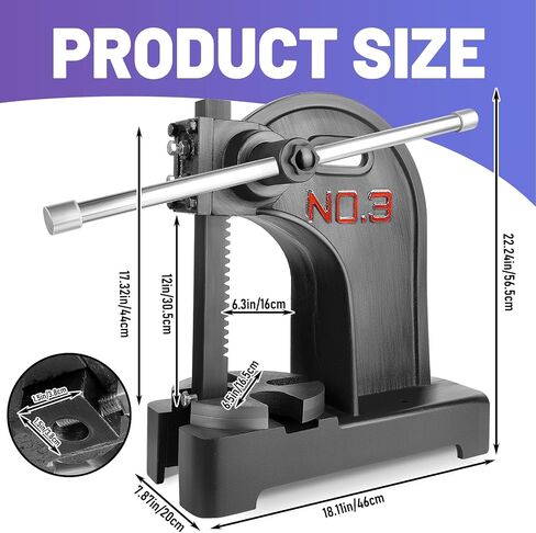 Manual Arbor Press, 2 Ton Manual Arbor Press, 8.5" Maximum Height, 57 lbs Weight Cast Iron Heavy-duty Manual Desktop Arbor Press, Precision Hand Press for Stamping, Bending, Stretching, (Blue) in Saudi Arabia