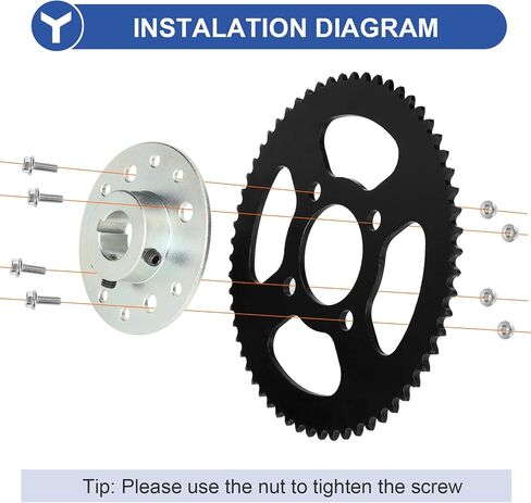 YOXUFA Go Kart Sprocket Hub 1 بوصة تتحمل 1/4 بوصة مجموعة أدوات Keyway مع سلسلة #35 60T ضرس محرك خلفي 4 فتحات لعربة الذهاب أجزاء الدراجة الصغيرة الفضية in Saudi Arabia