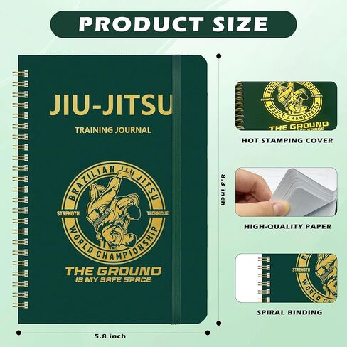 LKTHSEEK JIU JITSU Training Journal BJJ Notebook for Martial Arts 134 pages pu cover spold bound a5 size planner bookboor to log techniques for the techniques and rolling notes exhale for gift in Kuwait