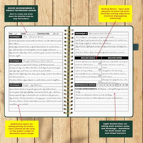 LKTHSEEK JIU JITSU Training Journal BJJ Notebook for Martial Arts 134 pages pu cover spold bound a5 size planner bookboor to log techniques for the techniques and rolling notes exhale for gift in Kuwait