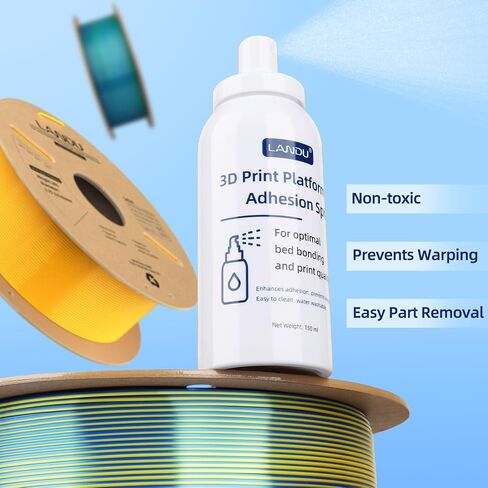 LANDU 3D Printing Adhesive, 3D Printer Build Plate Bed Adhesive Glue Reduces Warping for ABS, ASA, PLA, and PETG Filament Suitable for Various 3D Printing Beds, 3D Glue for 3D Printing - 150ml in Kuwait