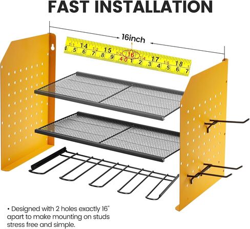 Trzz Tool Tool Organizer Wall Mount ، محطة شحن من 3 طبقات مع 8 منافذ ، 6 حاملين للحفر ورف بتات الحفر ، التخزين الفعال والمنظم للمرآب ، Workbench ، و Workshop (Black) in Kuwait