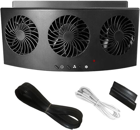 مروحة عادم نافذة السيارة ، USB شحن Ventilator Ventilator Chailing Cooling Amplifier Fans Fan Window Ventiator Fan مع الرياح القوية (أسود) in Kuwait