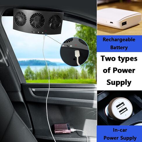 مروحة عادم نافذة السيارة ، USB شحن Ventilator Ventilator Chailing Cooling Amplifier Fans Fan Window Ventiator Fan مع الرياح القوية (أسود) in Kuwait