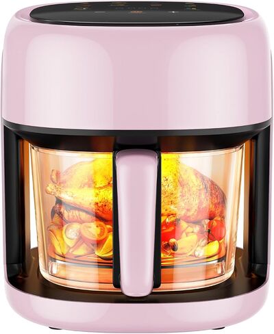 8-In-1 Glass Air Fryer, Airfryer with Easy-View Glass Basket, Adjustable Temperature, Touch Panel Control, Circulating Heating, Compact and Large, Nonstick & Dishwasher Safe Fry Bowl in Saudi Arabia