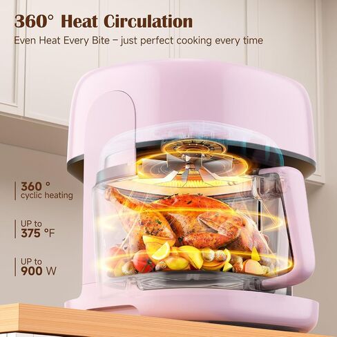 8-In-1 Glass Air Fryer, Airfryer with Easy-View Glass Basket, Adjustable Temperature, Touch Panel Control, Circulating Heating, Compact and Large, Nonstick & Dishwasher Safe Fry Bowl in Saudi Arabia