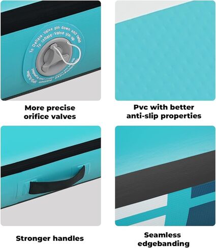 Quashley Air Gymnastics حصيرة 8 بوصة صالة رياضية سميكة سميك حصيرة مع اثنين من الموصلات الفيلكرو مرنة 10TF/13ft/16ft/20ft الحصير قابلة للنفخ للتدريب/التشجيع/المضخة الكهربائية المنزلية in Kuwait