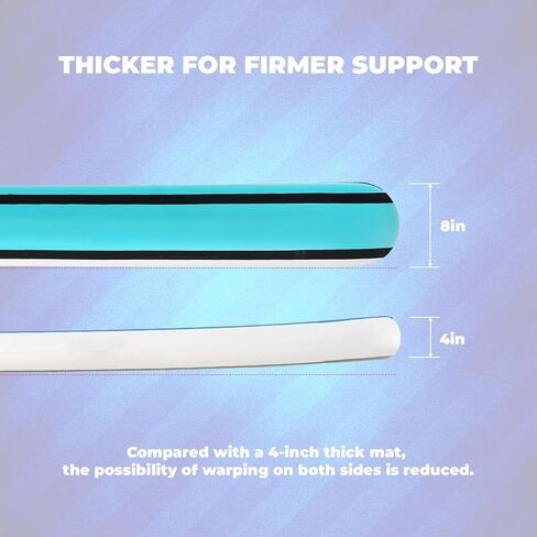 Quashley Air Gymnastics حصيرة 8 بوصة صالة رياضية سميكة سميك حصيرة مع اثنين من الموصلات الفيلكرو مرنة 10TF/13ft/16ft/20ft الحصير قابلة للنفخ للتدريب/التشجيع/المضخة الكهربائية المنزلية in Kuwait