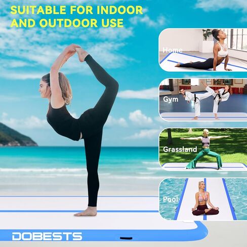 DOBESTS GYMNASTICAS MAT مسار قابلة للتنفيذ مسار هبوط 6.6 قدم/10 قدم/13 قدم/16 قدم/20 قدم ، لاستخدام المنزل التدريب اليوغا التشجيع مع مضخة الهواء in Kuwait
