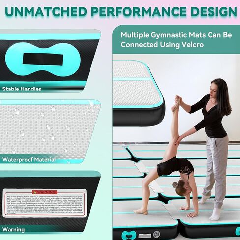 YITAHOME Air Gymnastics Mat 10ft/13ft/16ft/20ft Tumble Track Mat 4/8 Inches Thick Inflatable Tumbling Mat with Electric Pump & Carry Bag for Home Use/Tumble/Gym/Training/Cheerleading/Park/Water in Saudi Arabia