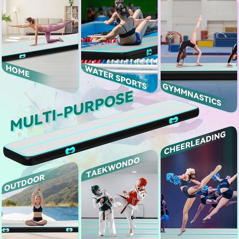 YITAHOME Air Gymnastics Mat 10ft/13ft/16ft/20ft Tumble Track Mat 4/8 Inches Thick Inflatable Tumbling Mat with Electric Pump & Carry Bag for Home Use/Tumble/Gym/Training/Cheerleading/Park/Water in Saudi Arabia