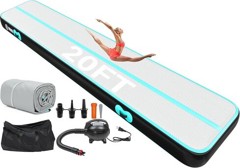 YITAHOME Air Gymnastics Mat 10ft/13ft/16ft/20ft Tumble Track Mat 4/8 Inches Thick Inflatable Tumbling Mat with Electric Pump & Carry Bag for Home Use/Tumble/Gym/Training/Cheerleading/Park/Water in Saudi Arabia