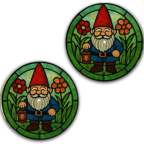 DJ One Pair Stained Glass Garden Gnome #1 Scratch Pads 1200 Vinyl Memorabilia 12" inch Slip Mat Turntable Slipmat DJ Platter Pad x2 in Saudi Arabia