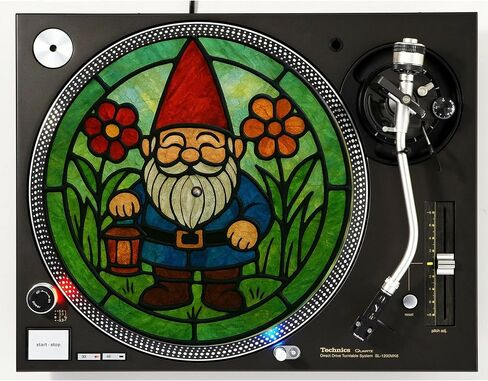DJ One Pair Stained Glass Garden Gnome #1 Scratch Pads 1200 Vinyl Memorabilia 12" inch Slip Mat Turntable Slipmat DJ Platter Pad x2 in Saudi Arabia