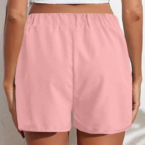 Shorts for Women Dressy Casual Summer Elastic Waist Button Pull On Short 5inch Inseam Beach Vacation Outfits Trendy in Saudi Arabia