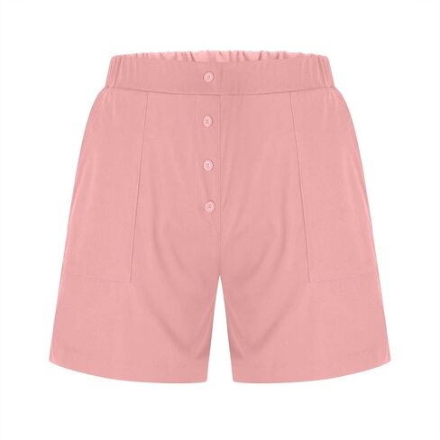 Shorts for Women Dressy Casual Summer Elastic Waist Button Pull On Short 5inch Inseam Beach Vacation Outfits Trendy in Saudi Arabia