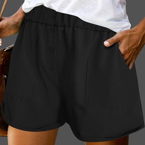 Shorts for Women Dressy Casual Summer Elastic Waist Button Pull On Short 5inch Inseam Beach Vacation Outfits Trendy in Saudi Arabia
