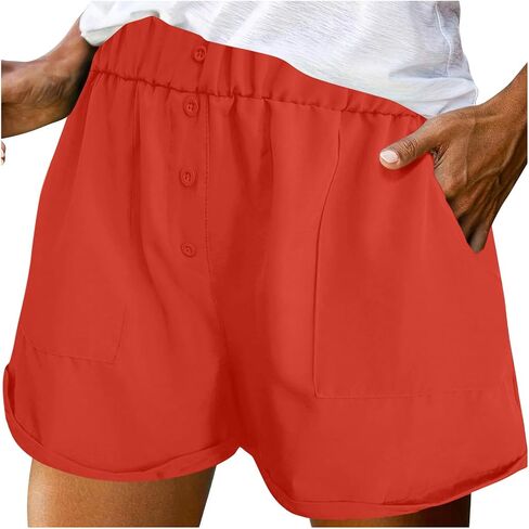 Shorts for Women Dressy Casual Summer Elastic Waist Button Pull On Short 5inch Inseam Beach Vacation Outfits Trendy in Saudi Arabia