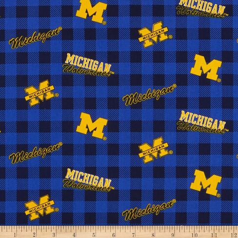 NCAA MICHIGAN WOLVERINES BUFFALO PLAID COTTON ، النسيج من الفناء in Saudi Arabia