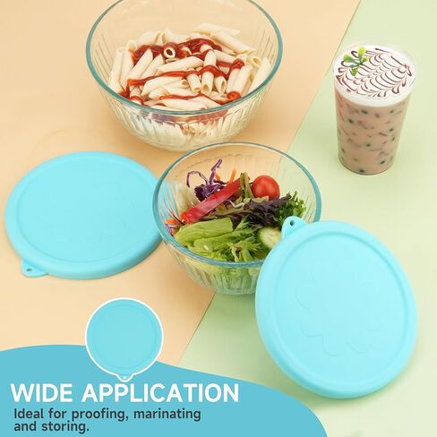 4-Pack Silicone Lids for Pyrex Sculpted Glass Mixing Bowls - Assorted Sizes Fit with 7401-S 3-cup, 7402-S 6-cup, 7403-S 10-cup, & 7404-S 4.5-Quart, Dishwasher & Microwave Safe (Lids Only) in Saudi Arabia