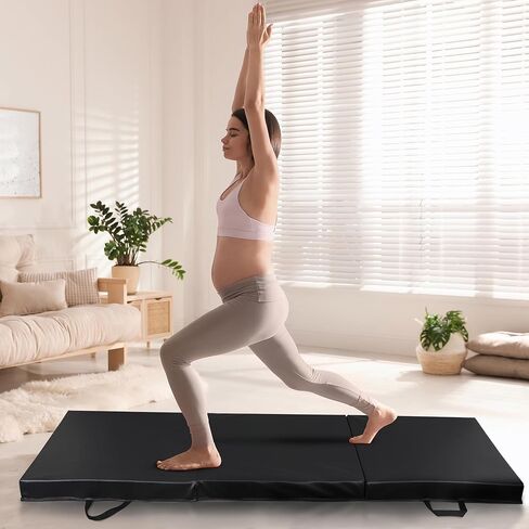 6 '× 2' Tri-Fold Portable Portable Exercise Gym Mat Extra Foam Foam Gymnastics Mat Aeromics Yoga Martial Arts Mma تمتد تمرينات أساسية مع حمل مقبض in Kuwait
