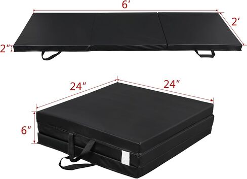 6 '× 2' Tri-Fold Portable Portable Exercise Gym Mat Extra Foam Foam Gymnastics Mat Aeromics Yoga Martial Arts Mma تمتد تمرينات أساسية مع حمل مقبض in Kuwait