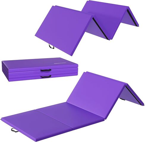 Folding Exercise Gymnastics Mat, 2" Thick Gym Workout Mat with Carrying Handles High-Density Anti-Tear Portable Fitness Aerobics Mats for Home Gym Yoga Pilates Tumbling MMA Core Training in Kuwait